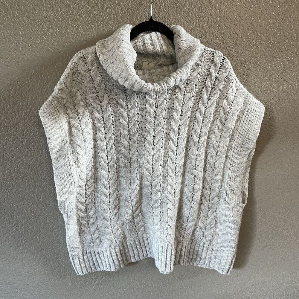 Joie Gray Cable Knit Cowl Neck Sweater